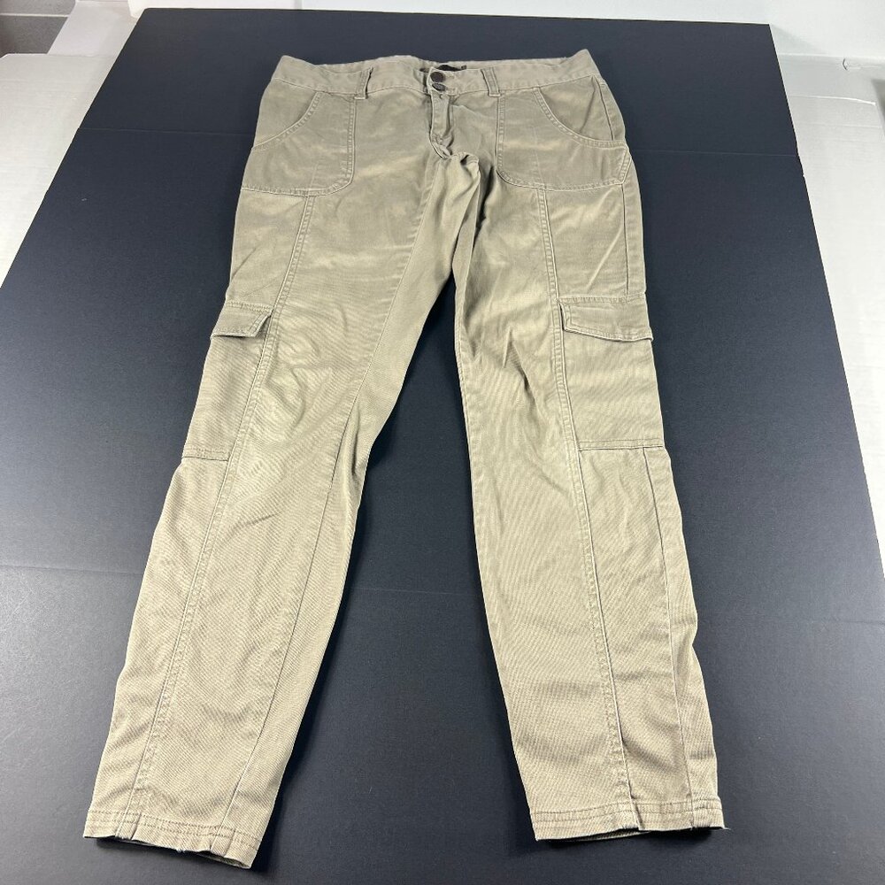 PrAna Pants Women's 34x30* Low Rise Cargo Tan Faded Hiking Stretch Tag 10